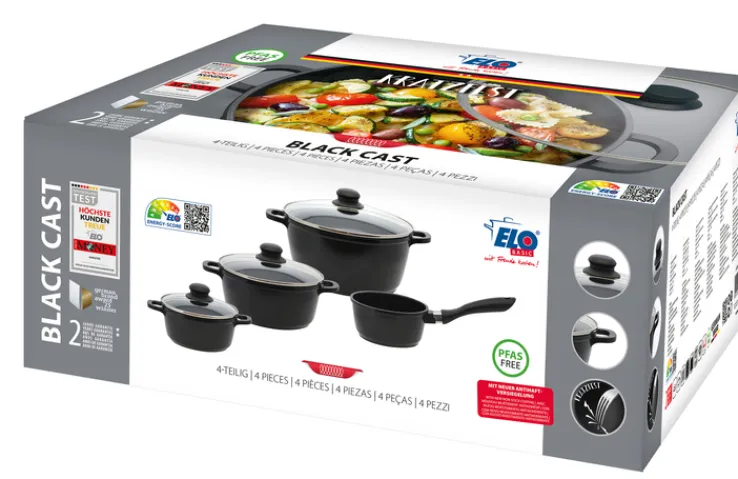 ELO mit Freude kochen! ELO Topf-Set BLACK CAST 4-teilig Aluguss schwarz