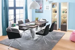 CASAVANTI Esstisch 160-240 x 90 cm Oxydo Darknight / Edelstahl