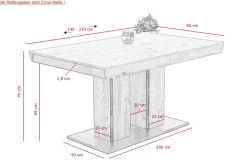 Esstisch AGNES 140 (220) x 90 cm Artisan-Eiche-Dekor braun/Dekor schwarz