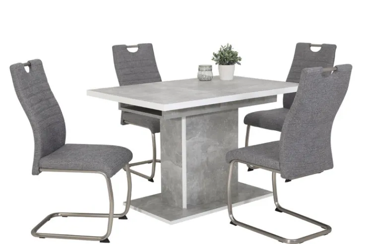 QUARTIER Esstisch ALICE T 120-160 x 80 cm betongrau