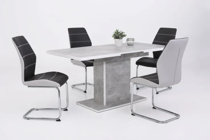 QUARTIER Esstisch ALICE T 120-160 x 80 cm betongrau