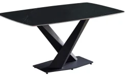 QUARTIER Esstisch AMSTERDAM Tischplatte Keramik schwarz matt 180 x 90 cm