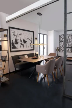 QUARTIER Esstisch CHANDLER 140-180 x 90/76 cm anthrazit/schwarz/Keramikoptik