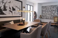 QUARTIER Esstisch CHANDLER 140-180 x 90/76 cm anthrazit/schwarz/Keramikoptik