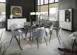 Esstisch CHICAGO 160/210 x 90 cm Flamed Wood Black