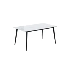 QUARTIER Esstisch CLEVELAND Tischplatte Keramik Snow White matt 160 x 90 cm