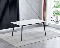 QUARTIER Esstisch CLEVELAND Tischplatte Keramik Snow White matt 160 x 90 cm