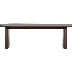 Esstisch ELLIPS 240 x 90 cm Mangoholz in Nussbaum lackiert