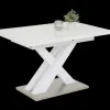 Esstisch ELVIRA 120 (160) cm x 80 cm Glasplatte weiß/silberfarbig