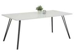 Esstisch JENNIFER 180 x 90 cm Hochglanz weiß/schwarz