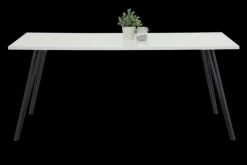 Esstisch JENNIFER 180 x 90 cm Hochglanz weiß/schwarz