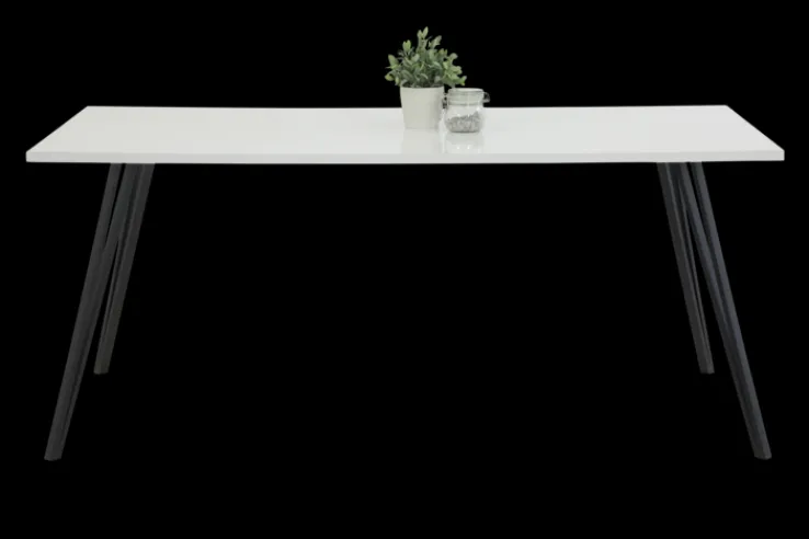 Esstisch JENNIFER 180 x 90 cm Hochglanz weiß/schwarz