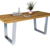 Esstisch ROMINA 160 x 100 cm Eiche massiv/ edelstahlfarben