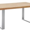 Esstisch SAGA U-IV 160 x 100 cm edelstahlfarbig /Kernbuche geölt