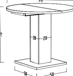 QUARTIER Esstisch TAPAS Ø 90-130 x 90 cm braun/weiß