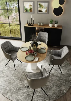 QUARTIER Esstisch TAPAS Ø 90-130 x 90 cm braun/weiß