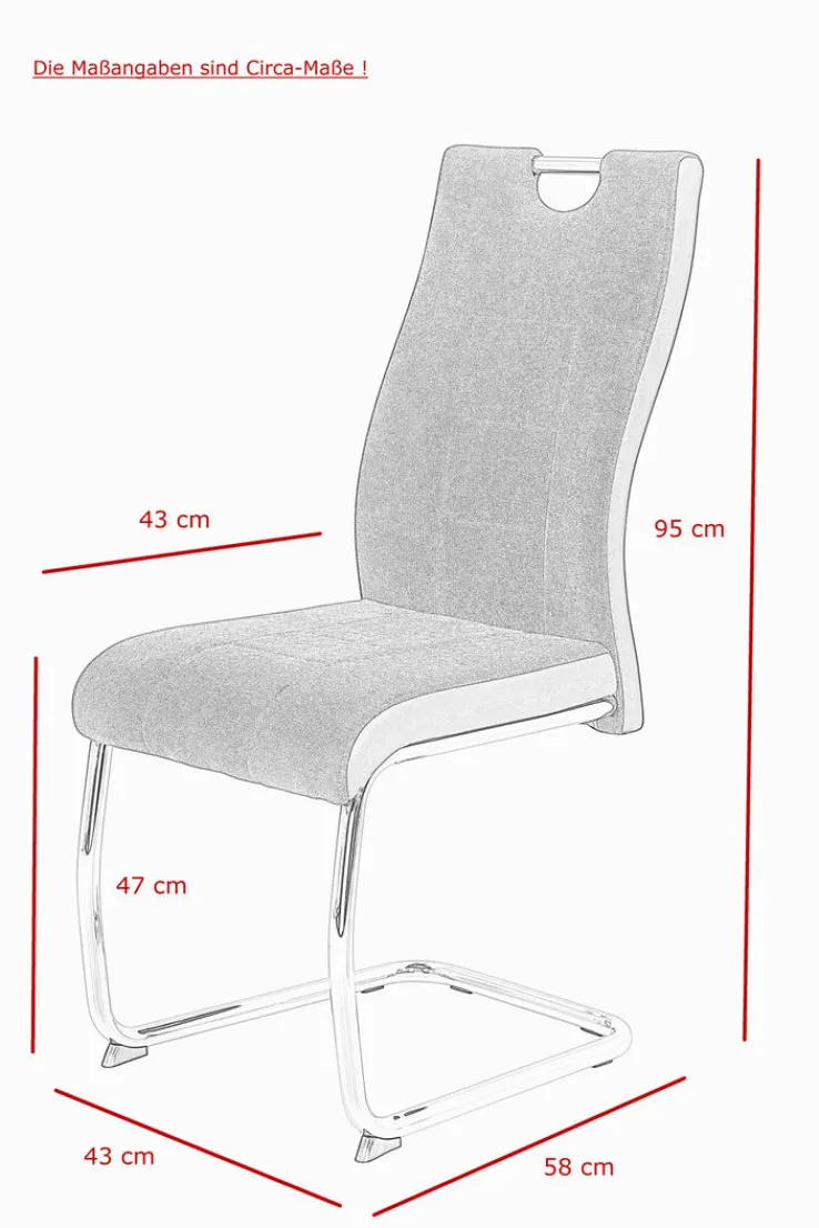 QUARTIER Esszimmerstuhl ALINA 2er Set anthrazit