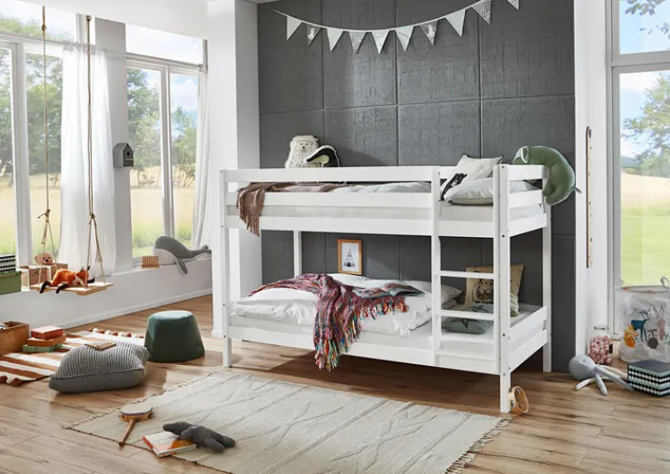 Kinder Etagenbett 90 x 200 cm Buche Massiv weiß
