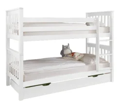 Kinder Etagenbett 140 x 200 cm mit Bettkasten weiß