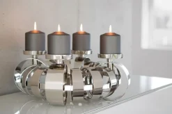 FINK Adventskranz ANELLO 40 cm Metall vernickelt silberfarbig