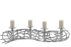 FINK Kerzenhalter CARA 80 cm Metall vernickelt silberfarbig