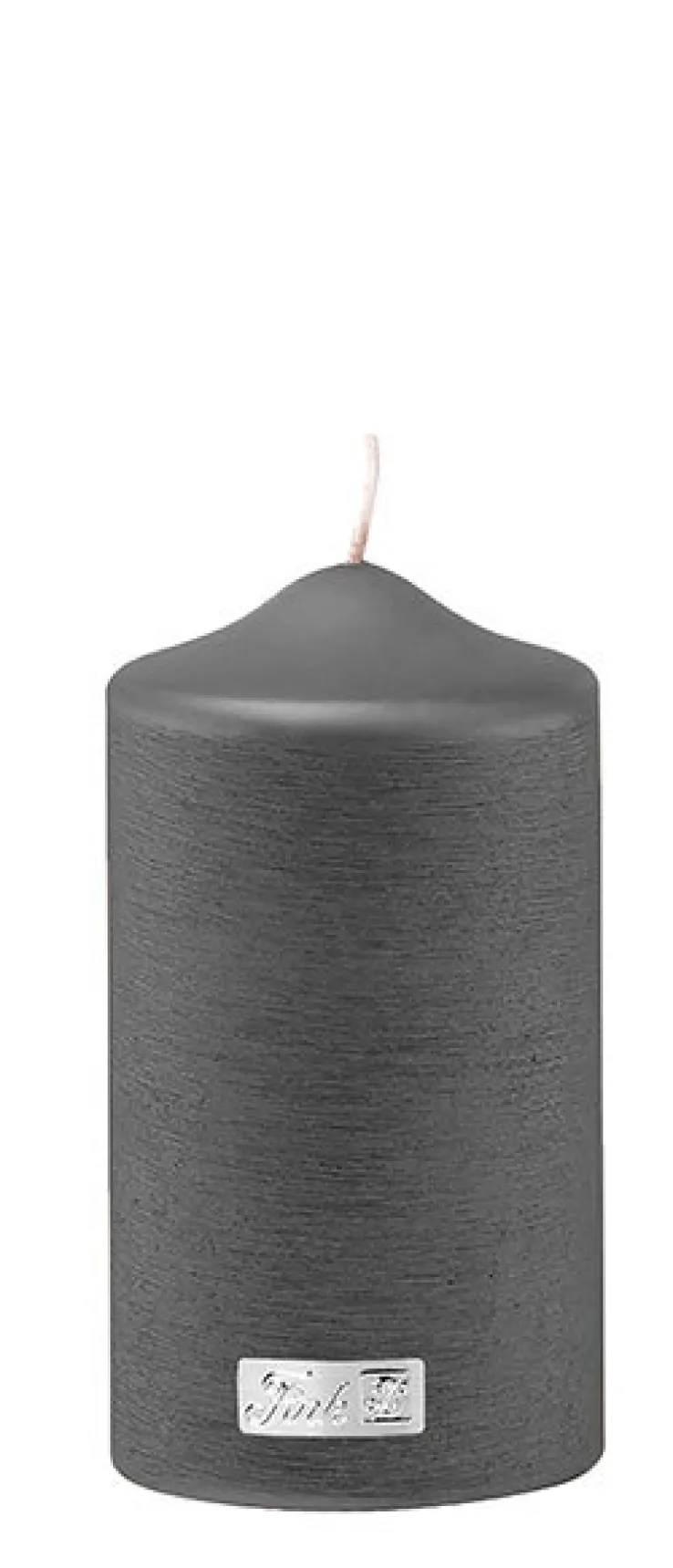 Fink Stumpenkerze METALLIC 2er Set je 15 cm grau gebürstet