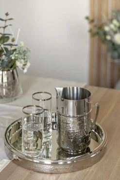 Fink Tablett NASSAU silberfarbig gehämmert