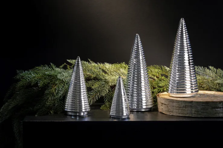 Fink Weihnachtsdekoration Dekobaum ANOUK 18,5 cm Porzellan silberfarbig