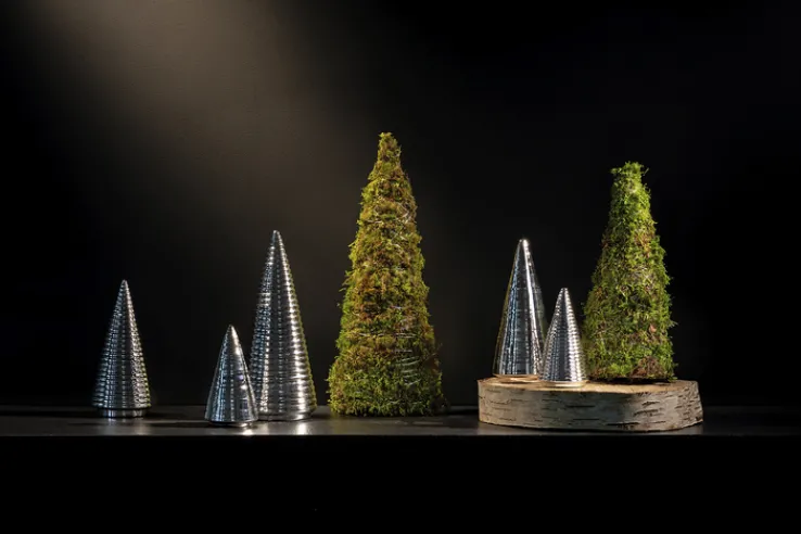 Fink Weihnachtsdekoration Dekobaum ANOUK 18,5 cm Porzellan silberfarbig