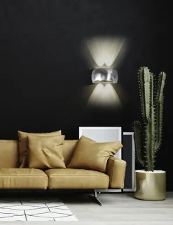 FISCHER & HONSEL LED Wandleuchte ALBI, Metall, rund, 20 x 10 cm, Alu-/Nickelfarbig