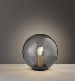 FISCHER & HONSEL Retrofit Tischlampe DINI 25 cm Rauchglas