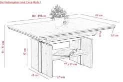Funktionscouchtisch INGO 110 (150) x 70 cm braun/anthrazit