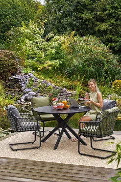 Garden FLAIR Gartenstuhl RIKA 2er Set anthrazit /Rope grau