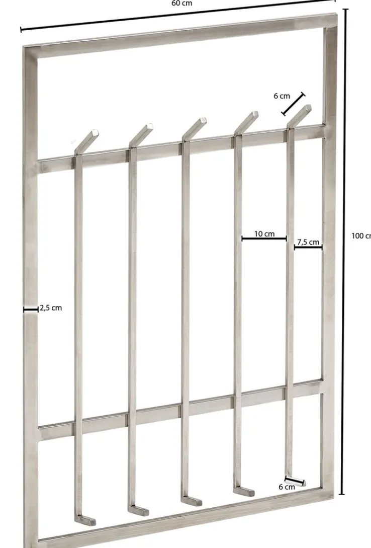 Garderobe 60 x 100 cm silberfarbig