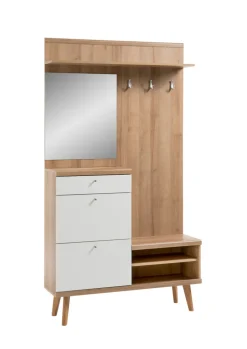 Garderobe LENA_MERLE Eiche Riviera NB/ weiß matt