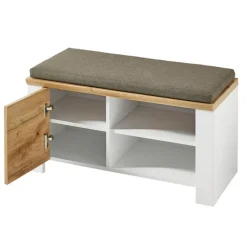 Garderobenbank MATERIO 90 x 50 x 39 cm Holznachbildung braun/weiß