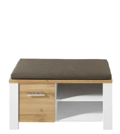 Garderobenbank MATERIO 90 x 50 x 39 cm Holznachbildung braun/weiß