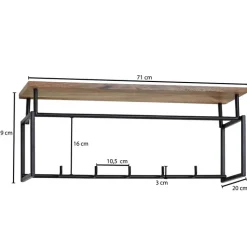 Garderobenpaneel 53 x 40 cm Mango/schwarz