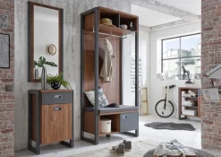 Garderobenpaneel DETROIT 90 x 138 cm Spiegelglas/braun/anthrazit