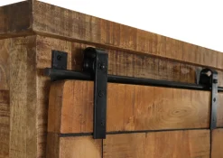 Garderobenschrank BARNEY 110 x 186 cm Mango massiv sägerau, gebeizt, lackiert/schwarz