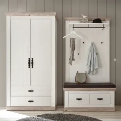 Garderobenschrank FLORENZ 107 x 201 cm weiß/braun