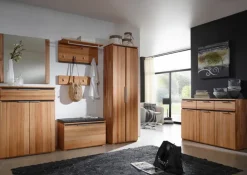 Garderobenschrank VICENZA 60 x 195 cm Kernbuche massiv natur geölt/Absetzung Anthrazit gebeizt