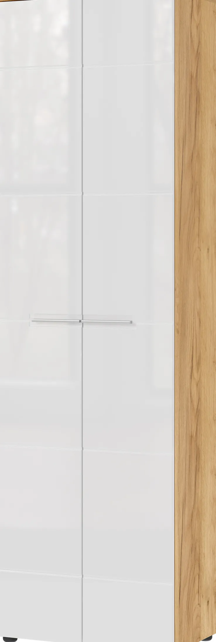 Garderobenschrank LEVI 60 x 198 cm weiß Hochglanz/braun