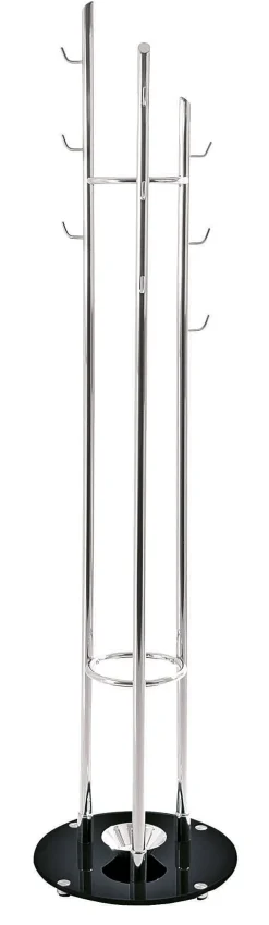Garderobenständer 40 x 183 cm Chromfarbig/schwarz