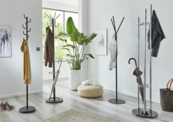 Garderobenständer 40 x 183 cm Chromfarbig/schwarz