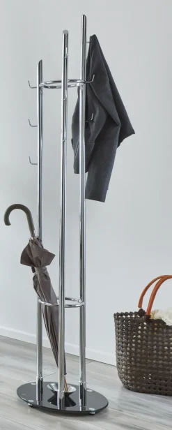 Garderobenständer 40 x 183 cm Chromfarbig/schwarz