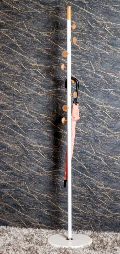 Garderobenständer 35 x 178 cm Marmor/natur/weiß