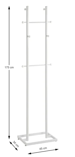 Garderobenständer 45 x 175 x 34 cm Metall weiß