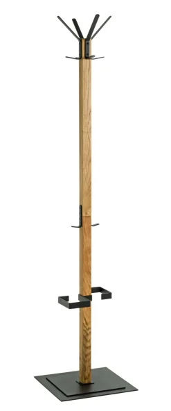 Garderobenständer mit Schirmhalterung 40 x 180 cm Eiche massiv/schwarz