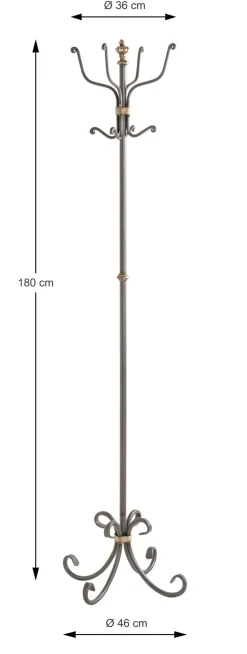 Garderobenständer OPERA 180 x 46 cm Stahl anthrazit/silber